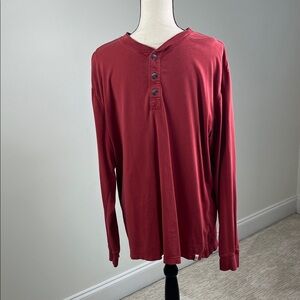 Old Ranch Great Basin Men’s Large Red Henley Long Sleeve 100% Cotton